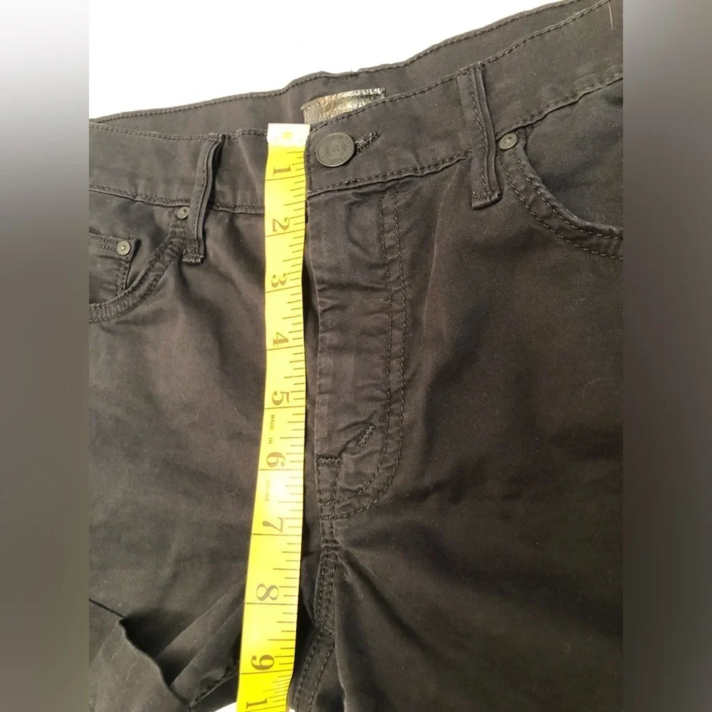 MOTHER Black Cuffed Denim Shorts